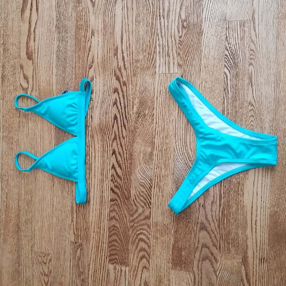 (S) Fashion Nova Turquoise Bikini Summer Vacation Swimsuit